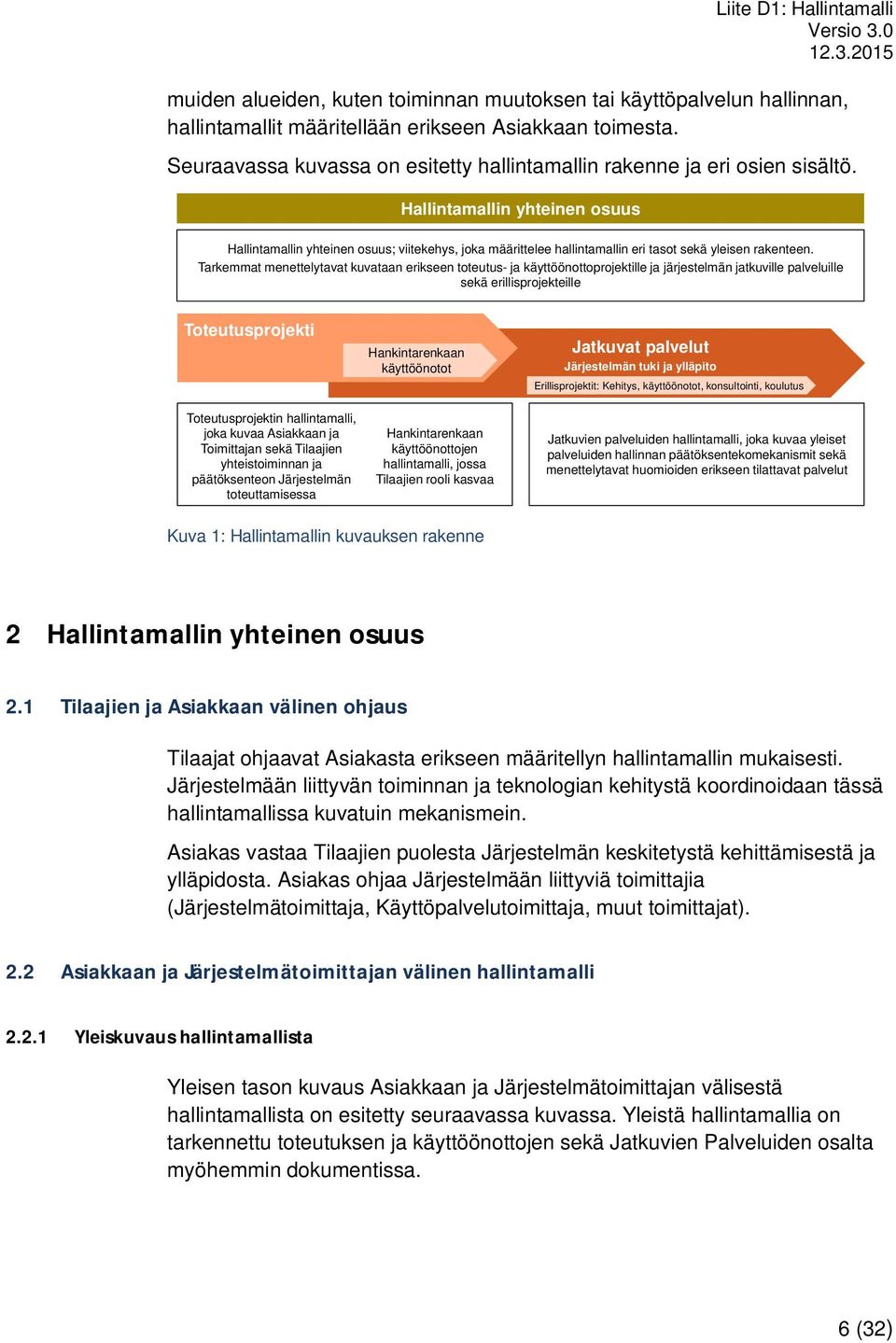 Hallintamallin yhteinen osuus Hallintamallin yhteinen osuus; viitekehys, joka määrittelee hallintamallin eri tasot sekä yleisen rakenteen.