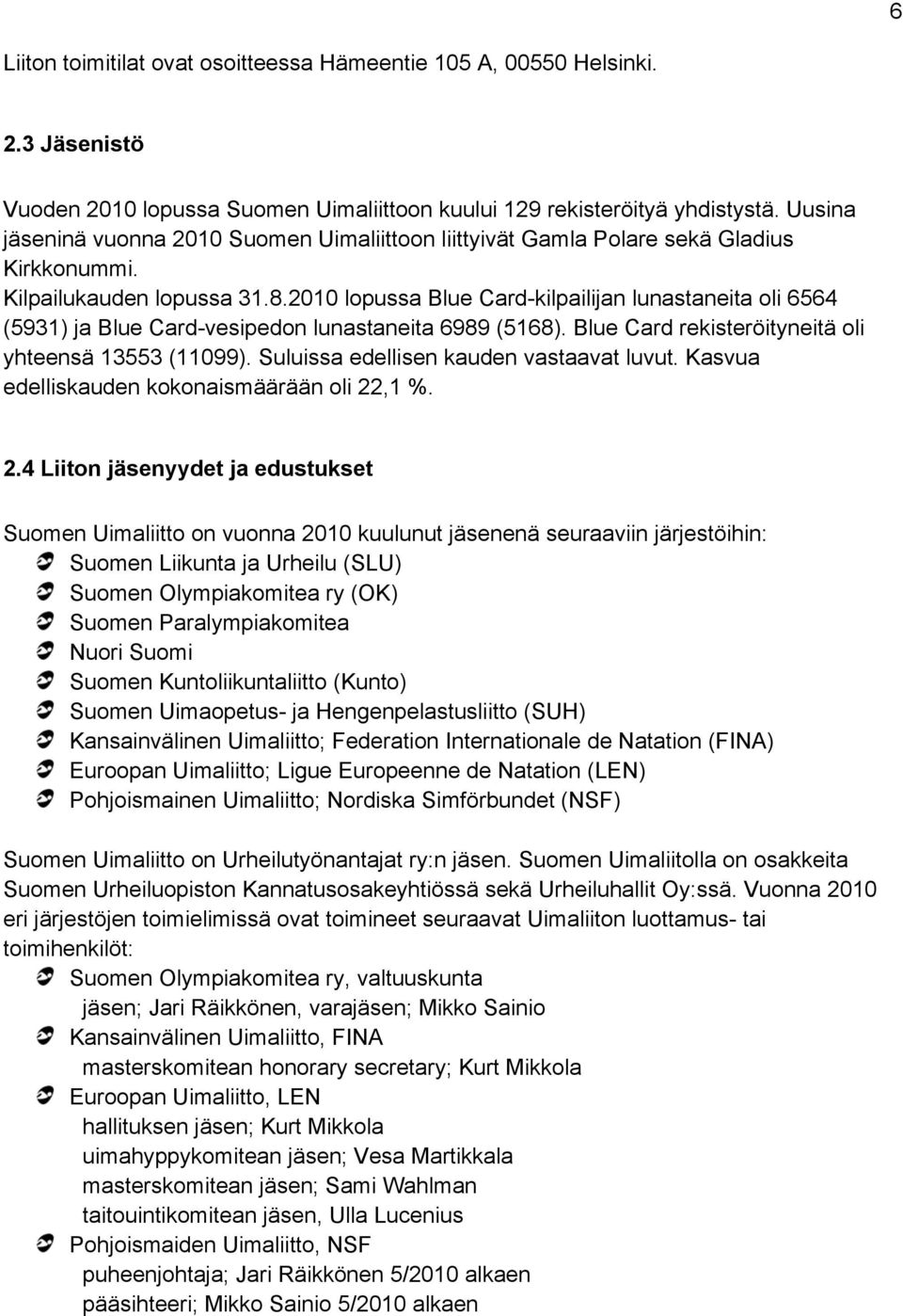 2010 lopussa Blue Card-kilpailijan lunastaneita oli 6564 (5931) ja Blue Card-vesipedon lunastaneita 6989 (5168). Blue Card rekisteröityneitä oli yhteensä 13553 (11099).