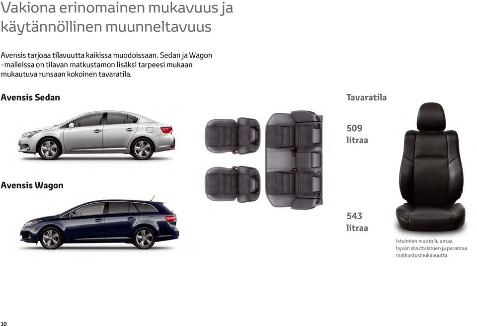 Sedan ja Wagon -malleissa on tilavan matkustamon lisäksi tarpeesi mukaan mukautuva runsaan