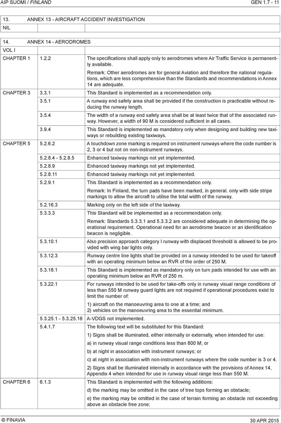 Remark: Other aerodromes are for general Aviation and therefore the national regulations, which are less comprehensive than the Standards and recommendations in Annex 14 are adequate. CHAPTER 3 