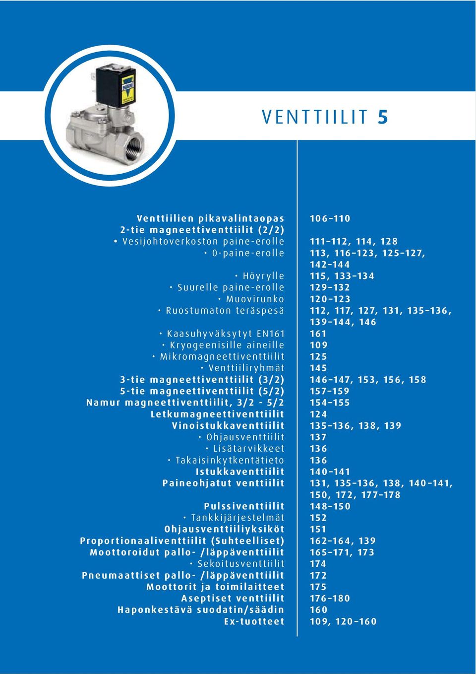 /läppäventtiilit Pneumaattiset pallo- /läppäventtiilit Moottorit ja toimilaitteet Aseptiset venttiilit Haponkestävä suodatin/säädin Ex-tuotteet 61 1111, 114, 8 113, 1163, 57, 142144 115, 133134 9132