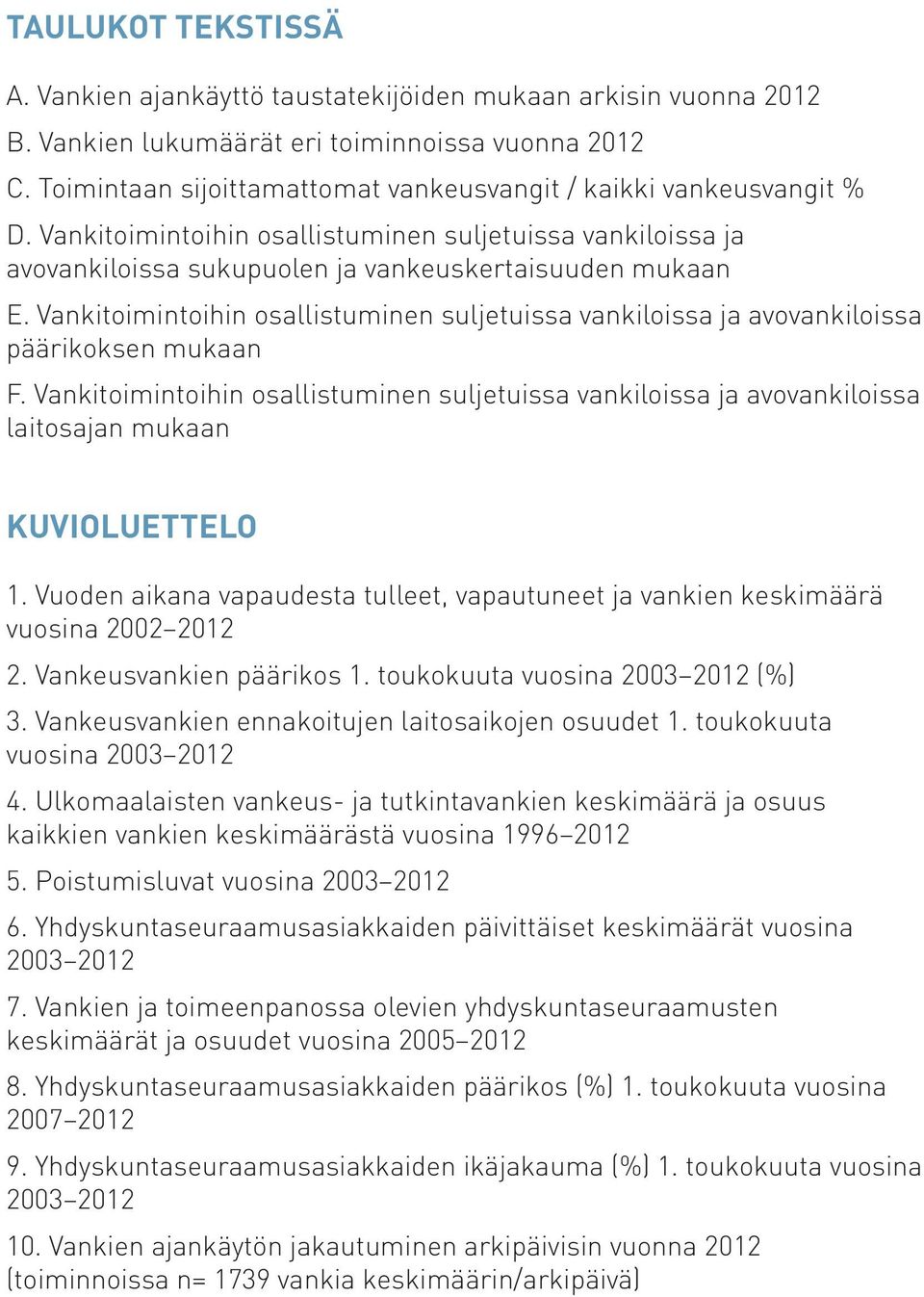 Vankitoimintoihin osallistuminen suljetuissa vankiloissa ja avovankiloissa päärikoksen mukaan F.