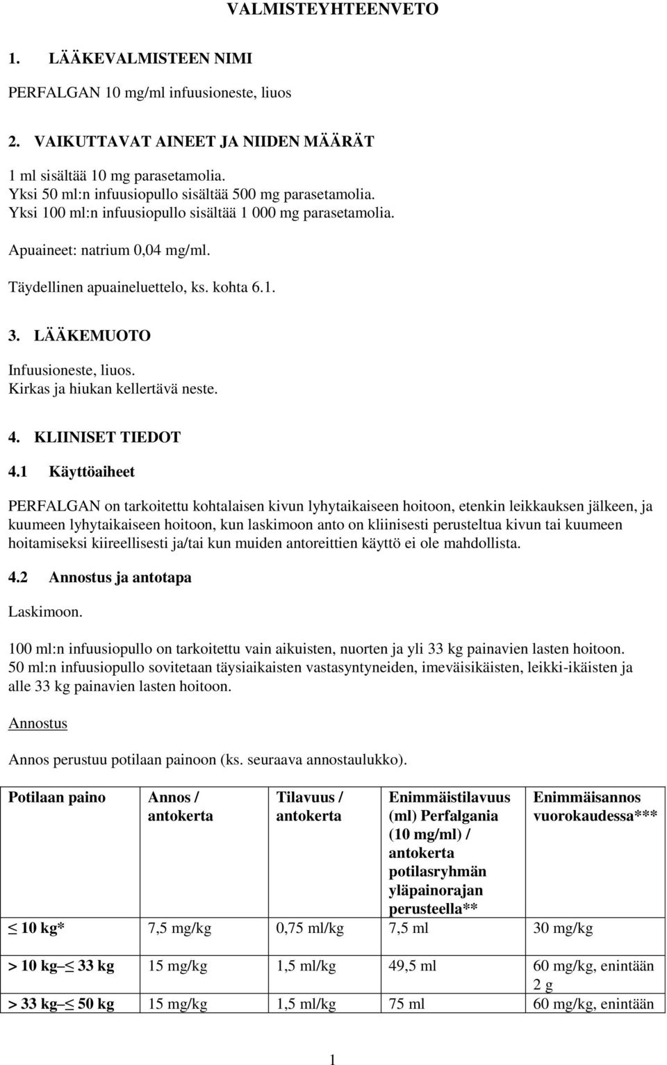 LÄÄKEMUOTO Infuusioneste, liuos. Kirkas ja hiukan kellertävä neste. 4. KLIINISET TIEDOT 4.