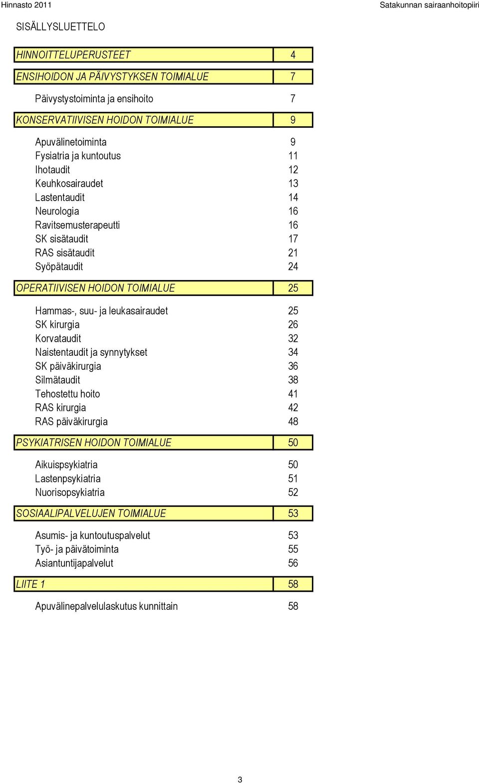 Hammas-, suu- ja leukasairaudet 25 SK kirurgia 26 Korvataudit 32 Naistentaudit ja synnytykset 34 SK päiväkirurgia 36 Silmätaudit 38 Tehostettu hoito 41 RAS kirurgia 42 RAS päiväkirurgia 48