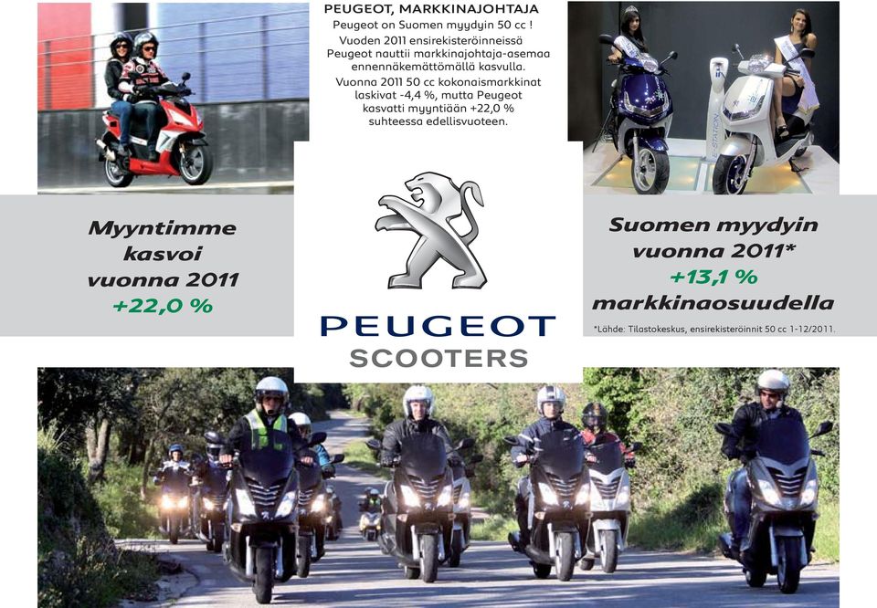 uonna 2011 50 cc kokonaismarkkinat laskivat -4,4 %, mutta Peugeot kasvatti myyntiään +22,0 % suhteessa
