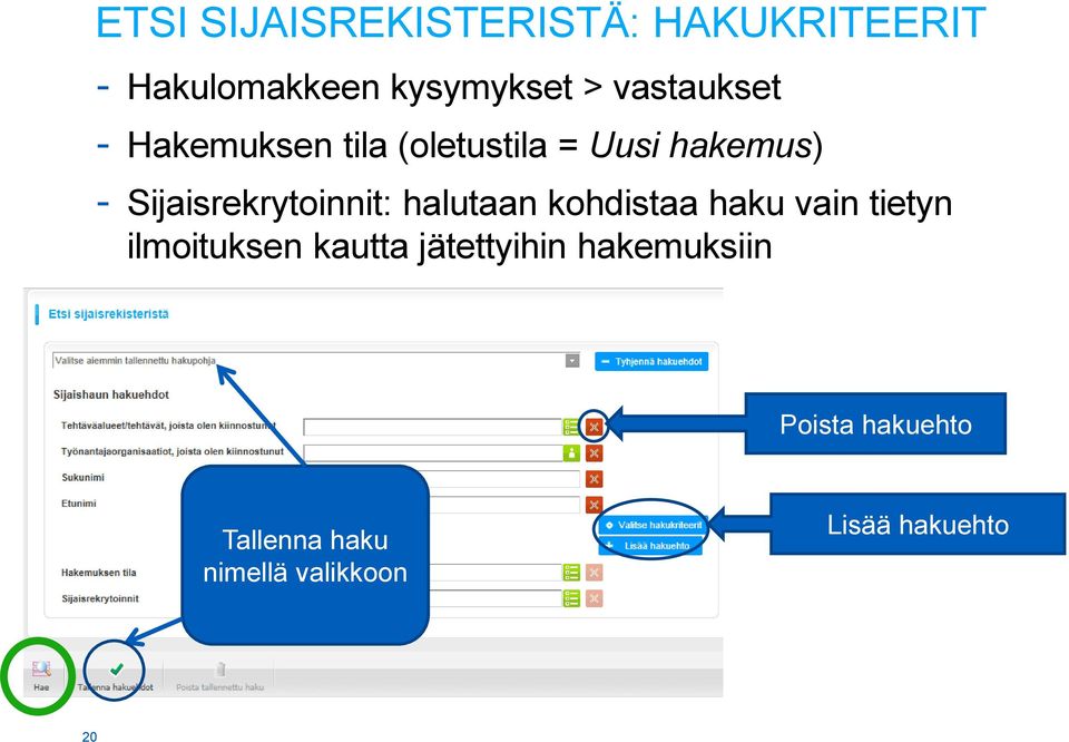 Sijaisrekrytoinnit: halutaan kohdistaa haku vain tietyn ilmoituksen