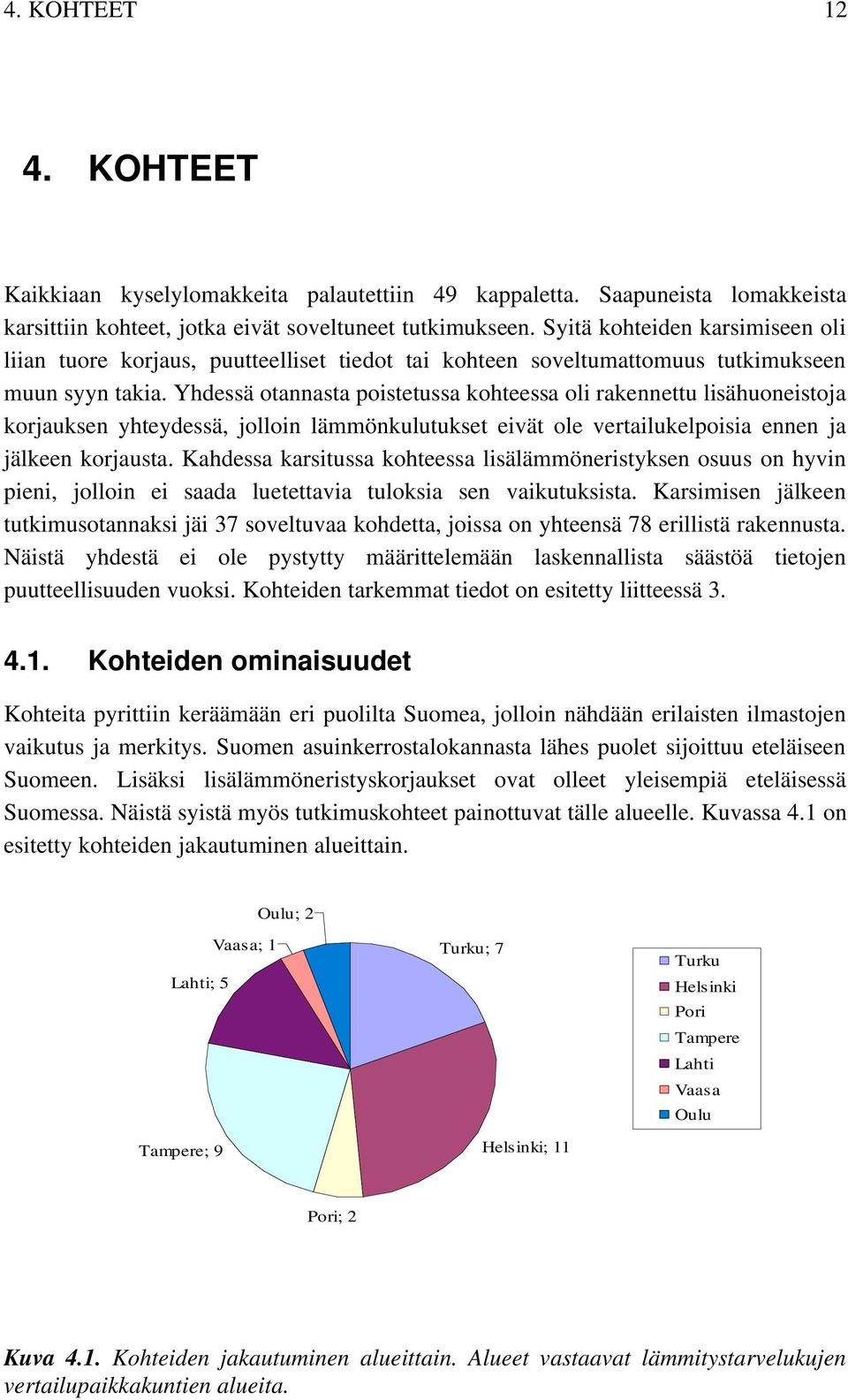 Yhdessä otannasta poistetussa kohteessa oli rakennettu lisähuoneistoja korjauksen yhteydessä, jolloin lämmönkulutukset eivät ole vertailukelpoisia ennen ja jälkeen korjausta.