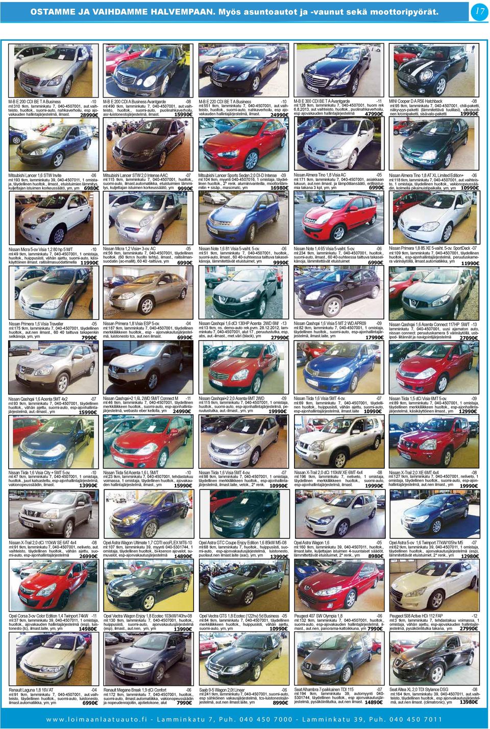 lamminkatu 7, 040-4507001, aut.vaihteisto, huoltok., suomi-auto, nahkaverhoilu, esp ajoteisto, huoltok., suomi-auto, puolinahkaverhoilu, teisto, huoltok.