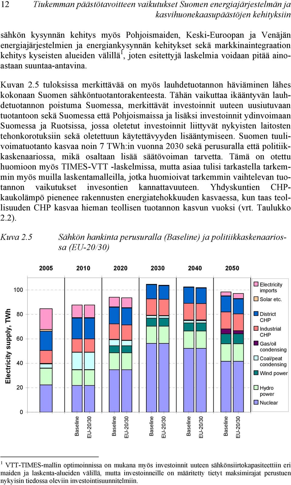 5 tuloksissa merkittävää on myös lauhdetuotannon häviäminen lähes kokonaan Suomen sähköntuotantorakenteesta.