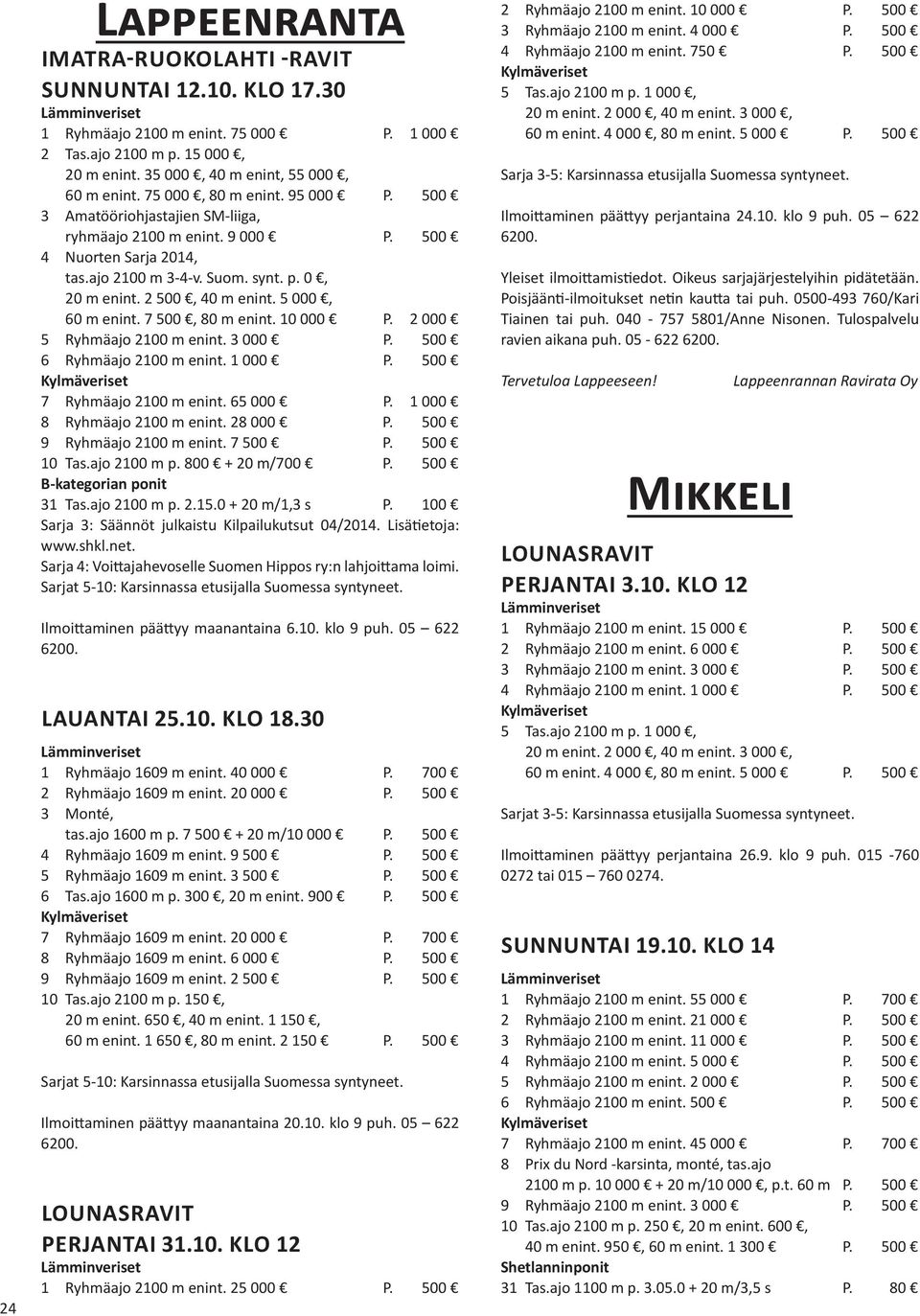 5 000, 60 m enint. 7 500, 80 m enint. 10 000 P. 2 000 5 Ryhmäajo 2100 m enint. 3 000 P. 500 6 Ryhmäajo 2100 m enint. 1 000 P. 500 7 Ryhmäajo 2100 m enint. 65 000 P. 1 000 8 Ryhmäajo 2100 m enint.