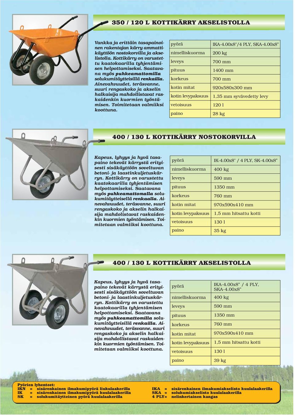 Toimitetaan valmiiksi nimelliskuorma IKA-4.00x8"/4 PLY, SKA-4.