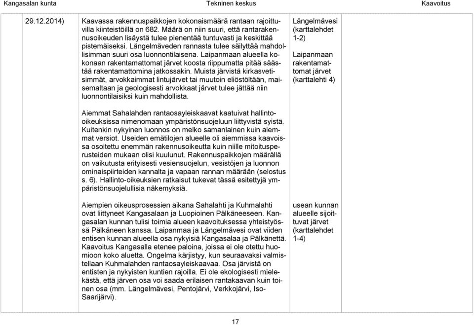 Laipanmaan alueella kokonaan rakentamattomat järvet koosta riippumatta pitää säästää rakentamattomina jatkossakin.