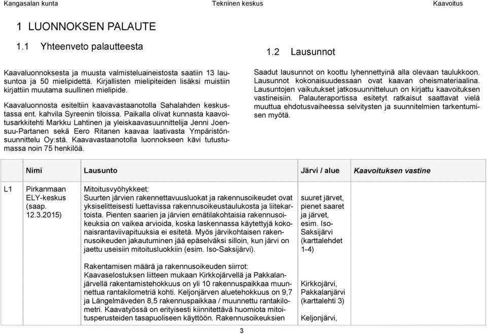 Paikalla olivat kunnasta kaavoitusarkkitehti Markku Lahtinen ja yleiskaavasuunnittelija Jenni Joensuu-Partanen sekä Eero Ritanen kaavaa laativasta Ympäristönsuunnittelu Oy:stä.