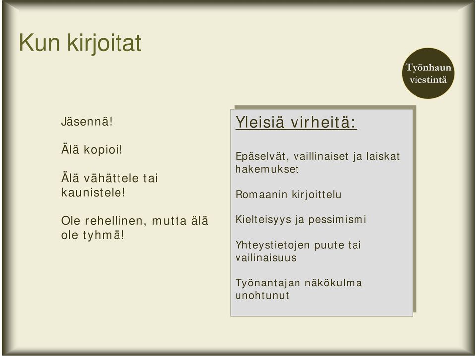 Romaanin Romaanin kirjoittelu kirjoittelu Kielteisyys Kielteisyys ja ja pessimismi pessimismi Yhteystietojen