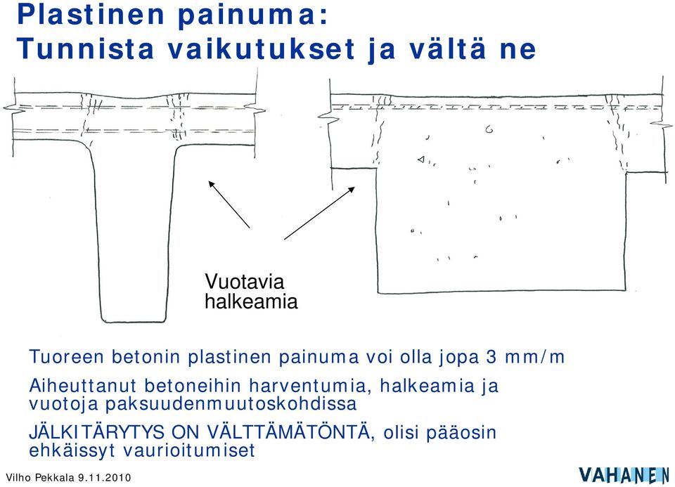 Aiheuttanut betoneihin harventumia, halkeamia ja vuotoja