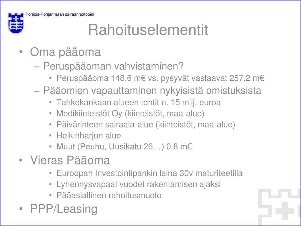 euroa Medikiinteistöt Oy (kiinteistöt, maa-alue) Päivärinteen sairaala-alue (kiinteistöt, maa-alue) Heikinharjun alue Muut