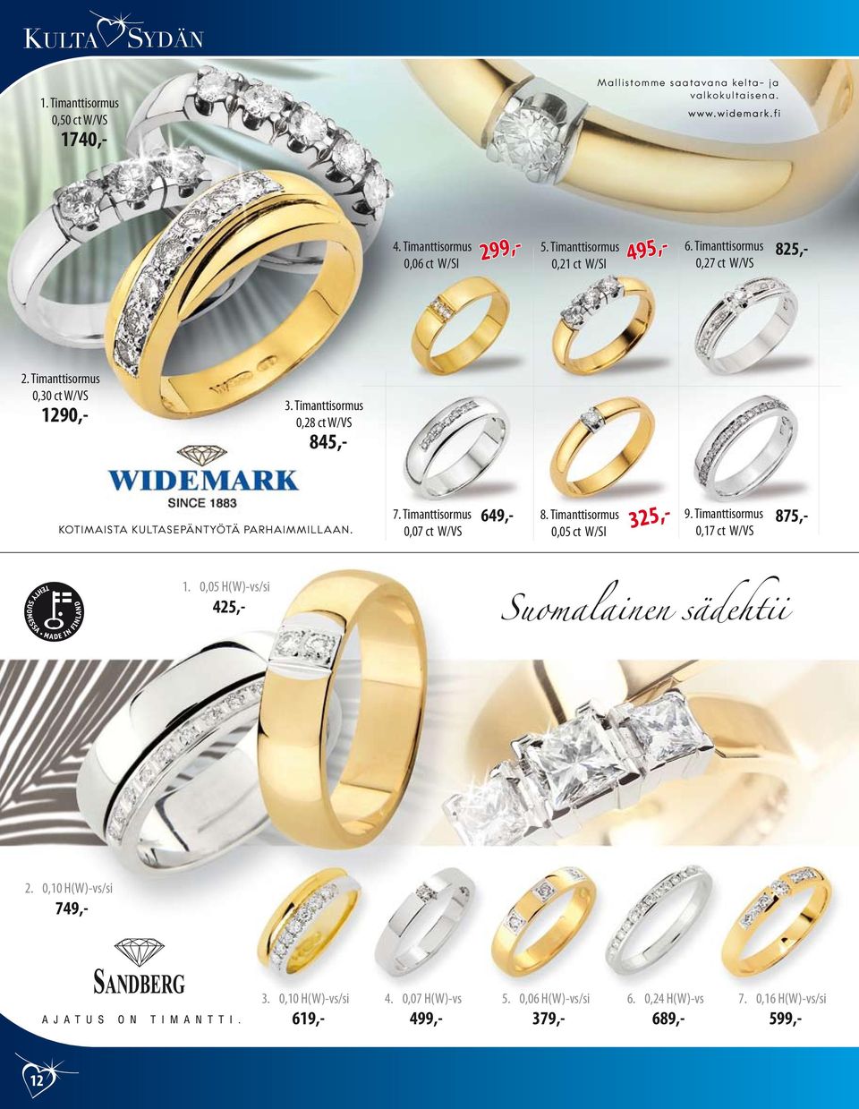 Timanttisormus 0,28 ct W/VS 845,- 7. Timanttisormus 0,07 ct W/VS 649,- 8. Timanttisormus 0,05 ct W/SI 9.