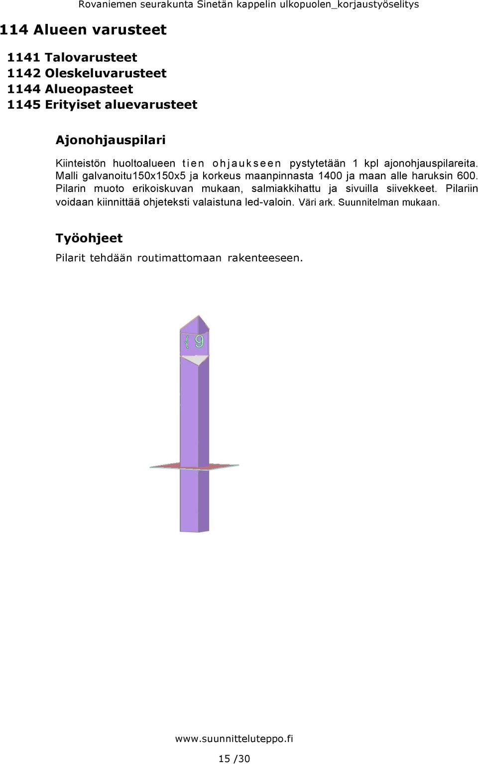 Malli galvanoitu150x150x5 ja korkeus maanpinnasta 1400 ja maan alle haruksin 600.