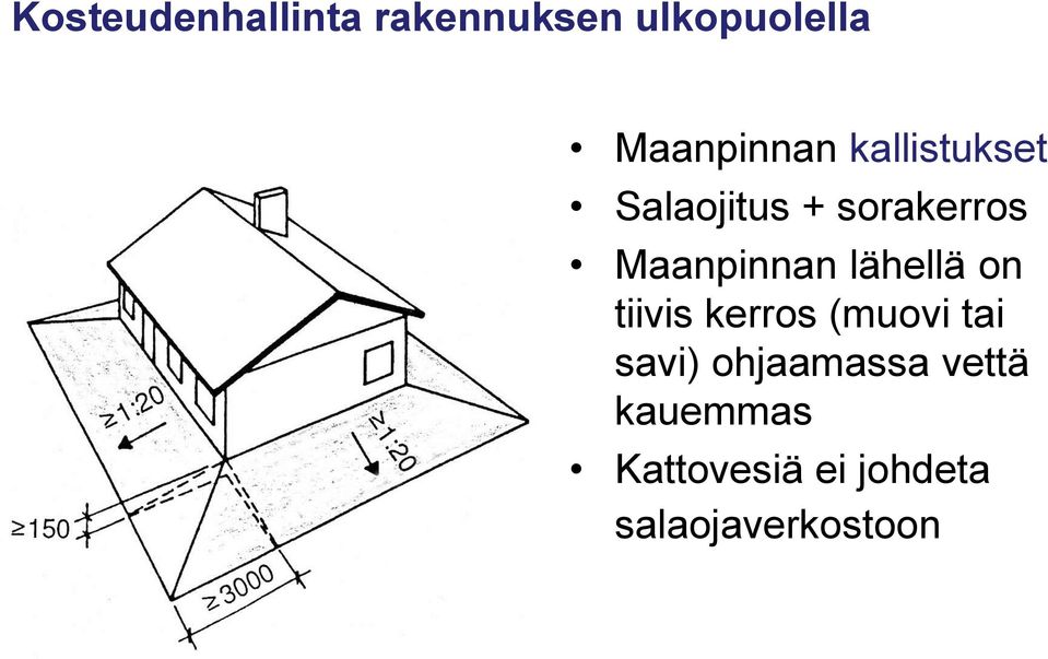 Maanpinnan lähellä on tiivis kerros (muovi tai savi)