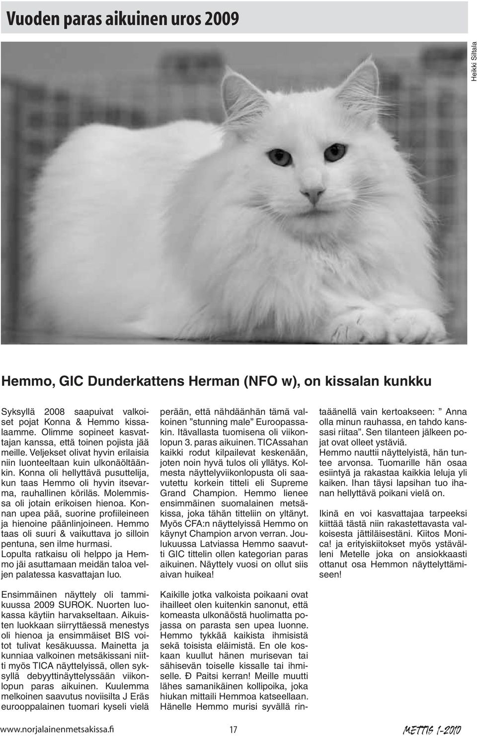Konna oli hellyttävä pusuttelija, kun taas Hemmo oli hyvin itsevarma, rauhallinen köriläs. Molemmissa oli jotain erikoisen hienoa. Konnan upea pää, suorine profi ileineen ja hienoine päänlinjoineen.