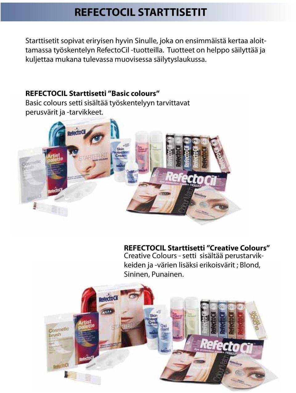 REFECTOCIL Starttisetti Basic colours Basic colours setti sisältää työskentelyyn tarvittavat perusvärit ja -tarvikkeet.