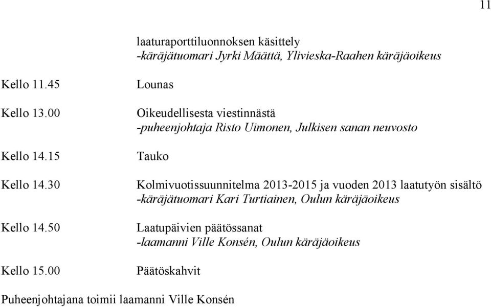 00 Lounas Oikeudellisesta viestinnästä -puheenjohtaja Risto Uimonen, Julkisen sanan neuvosto Tauko Kolmivuotissuunnitelma