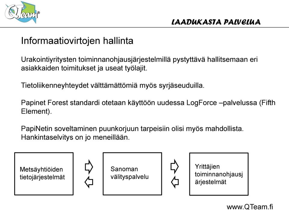 Papinet Forest standardi otetaan käyttöön uudessa LogForce palvelussa (Fifth Element).