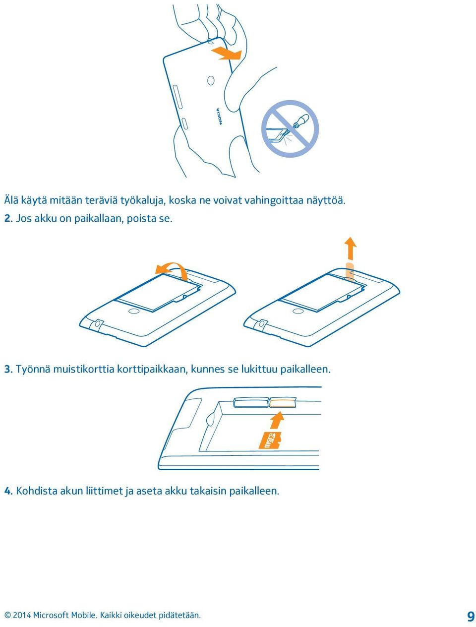 Työnnä muistikorttia korttipaikkaan, kunnes se lukittuu