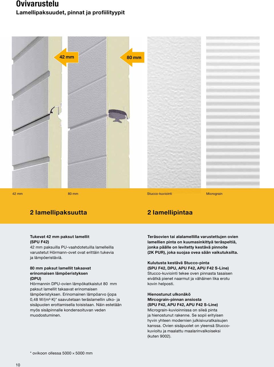 80 mm paksut lamellit takaavat erinomaisen lämpöeristyksen (DPU) Hörmannin DPU-ovien lämpökatkaistut 80 mm paksut lamellit takaavat erinomaisen lämpöeristyksen.