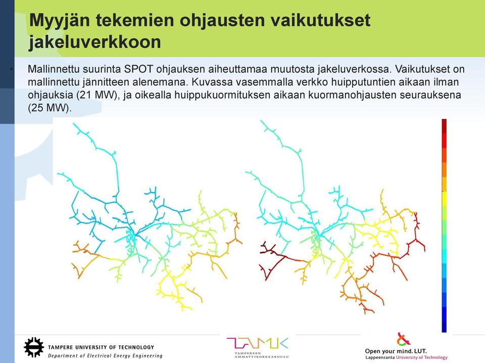 Vaikutukset on mallinnettu jännitteen alenemana.