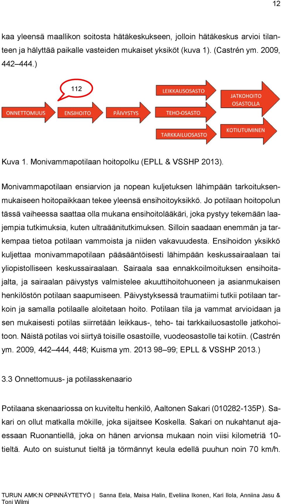 Jo potilaan hoitopolun tässä vaiheessa saattaa olla mukana ensihoitolääkäri, joka pystyy tekemään laajempia tutkimuksia, kuten ultraäänitutkimuksen.