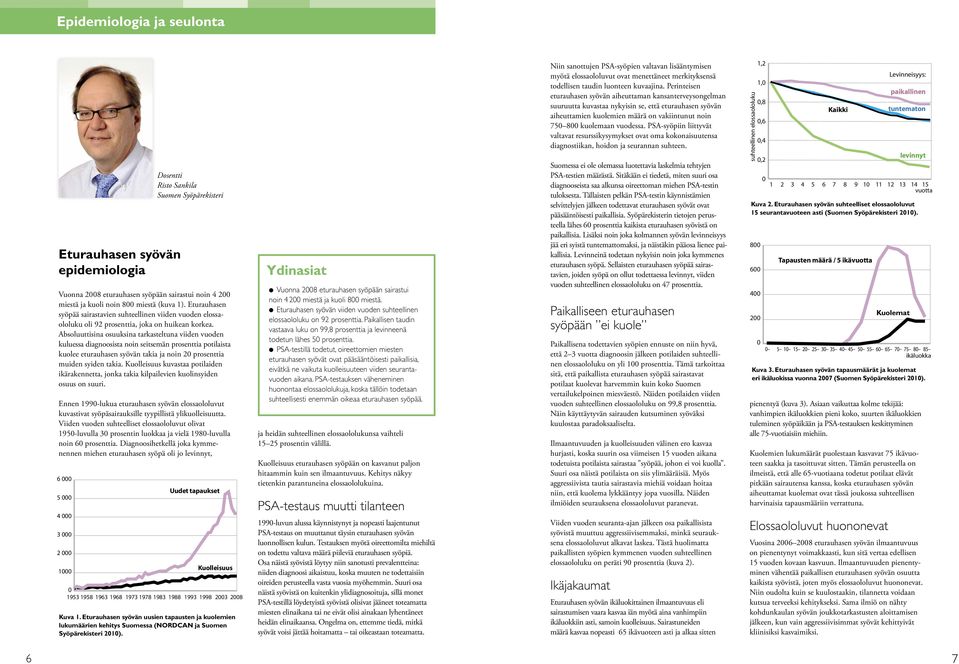 Absoluuttisina osuuksina tarkasteltuna viiden vuoden kuluessa diagnoosista noin seitsemän prosenttia potilaista kuolee eturauhasen syövän takia ja noin 20 prosenttia muiden syiden takia.