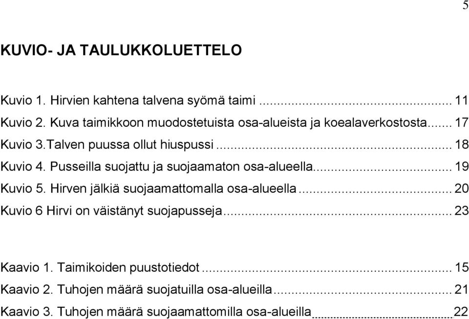 Pusseilla suojattu ja suojaamaton osa-alueella... 19 Kuvio 5. Hirven jälkiä suojaamattomalla osa-alueella.