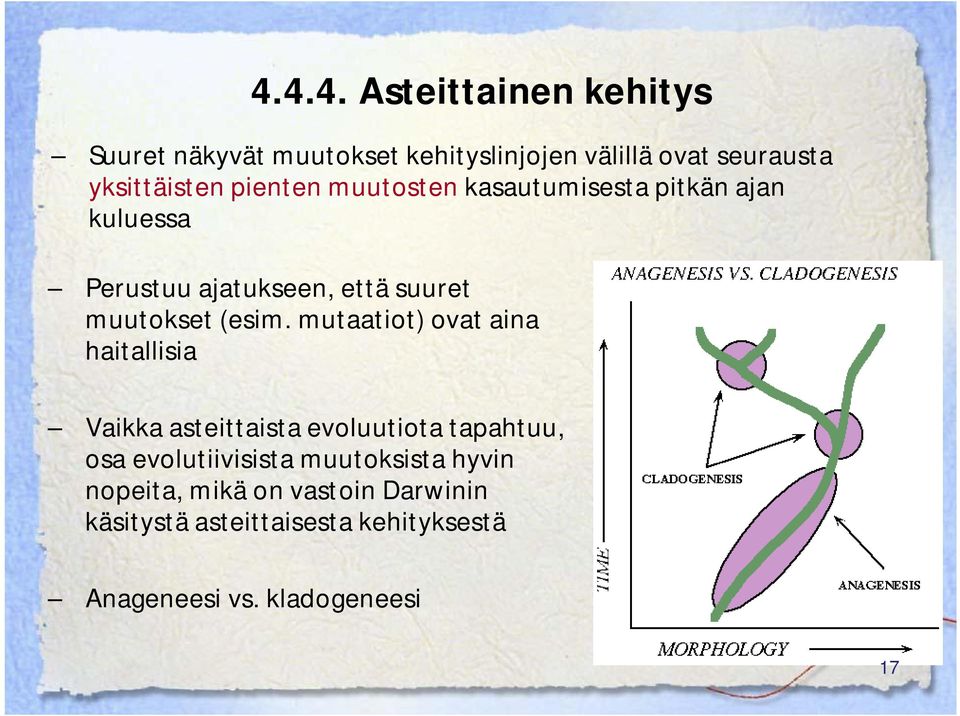 mutaatiot) ovat aina haitallisia Vaikka asteittaista evoluutiota tapahtuu, osa evolutiivisista