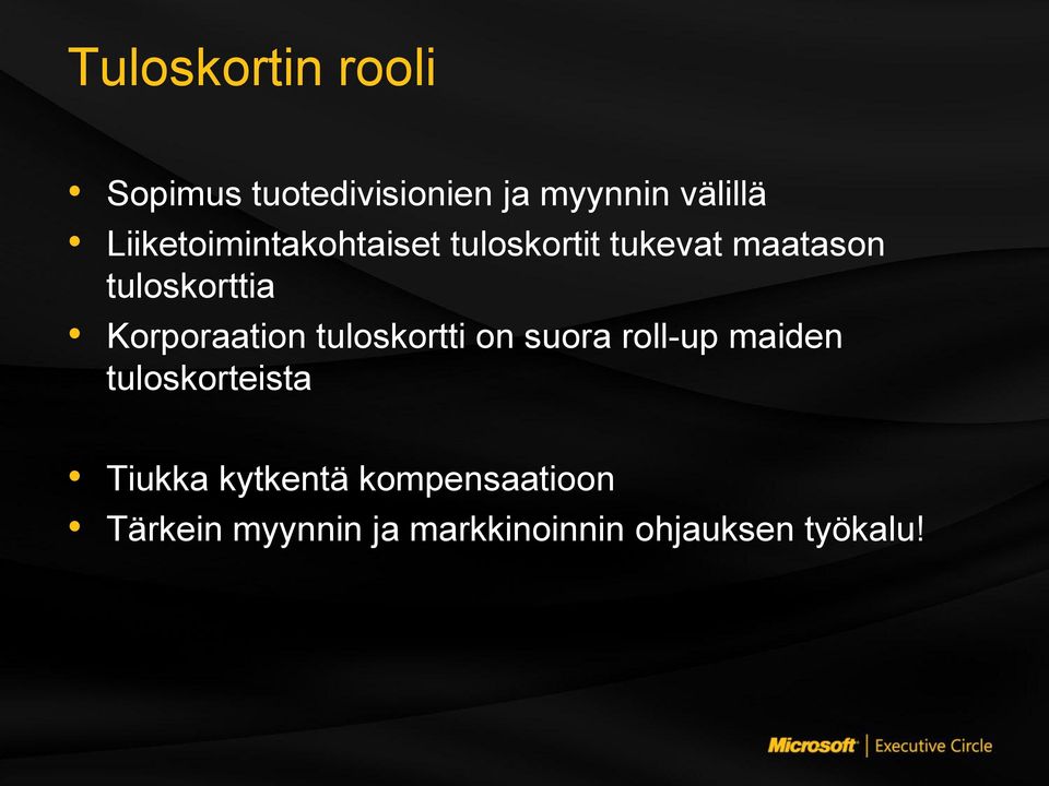 Korporaation tuloskortti on suora roll-up maiden tuloskorteista