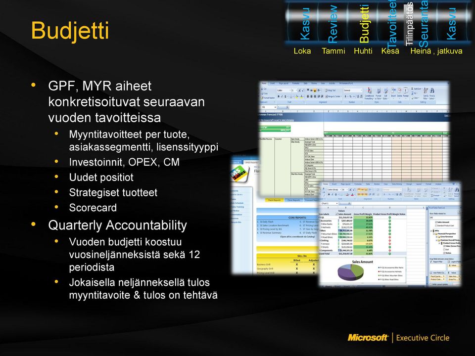 lisenssityyppi Investoinnit, OPEX, CM Uudet positiot Strategiset tuotteet Scorecard Quarterly Accountability