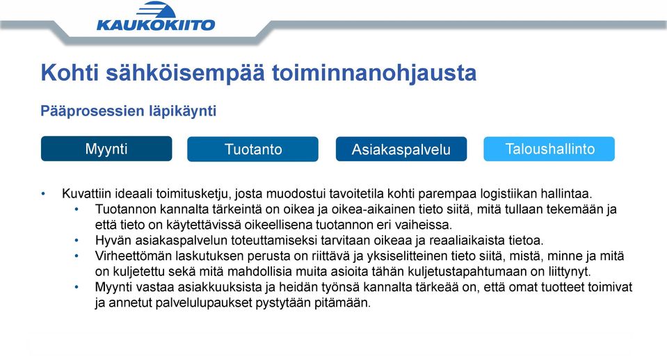 Hyvän asiakaspalvelun toteuttamiseksi tarvitaan oikeaa ja reaaliaikaista tietoa.