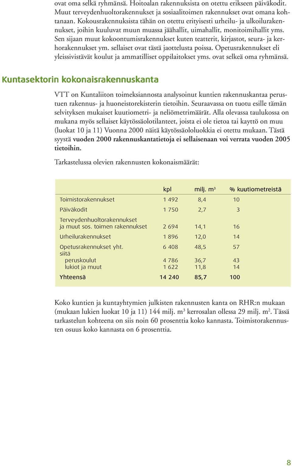 Sen sijaan muut kokoontumisrakennukset kuten teatterit, kirjastot, seura- ja kerhorakennukset ym. sellaiset ovat tästä jaottelusta poissa.