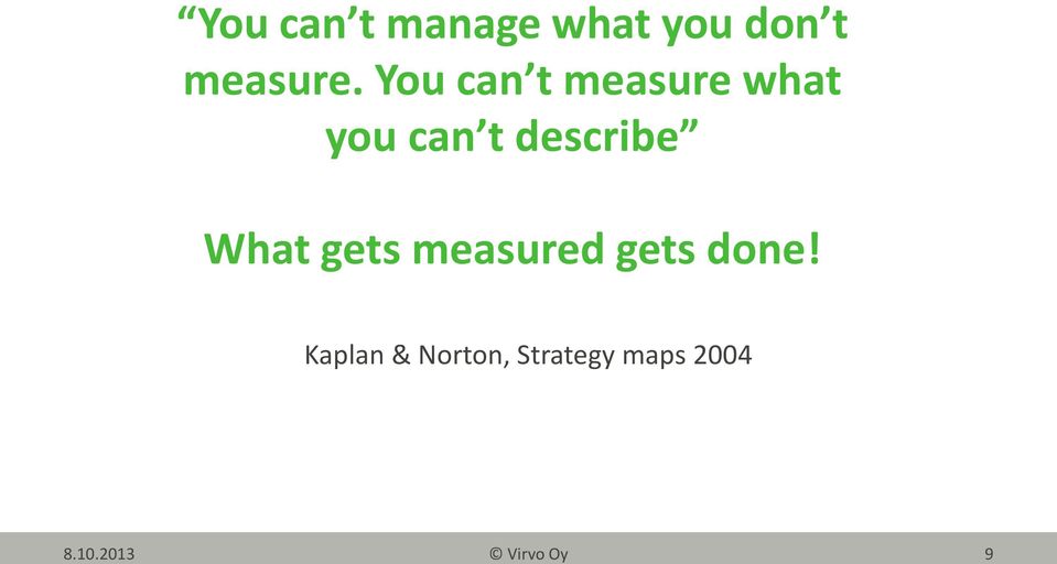 What gets measured gets done!