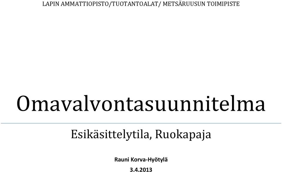 Omavalvontasuunnitelma