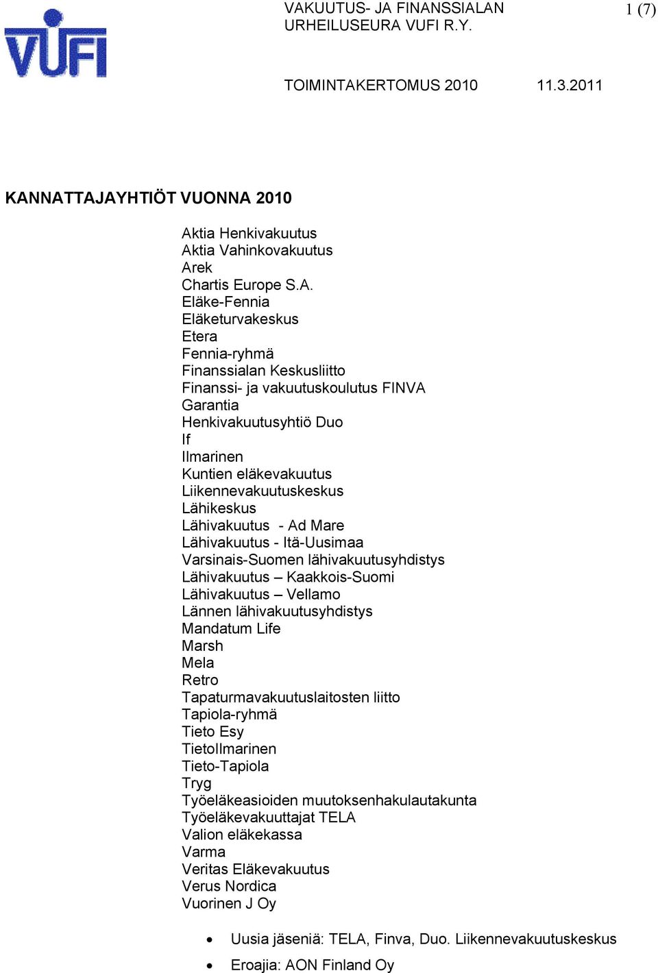 Lähivakuutus - Ad Mare Lähivakuutus - Itä-Uusimaa Varsinais-Suomen lähivakuutusyhdistys Lähivakuutus Kaakkois-Suomi Lähivakuutus Vellamo Lännen lähivakuutusyhdistys Mandatum Life Marsh Mela Retro