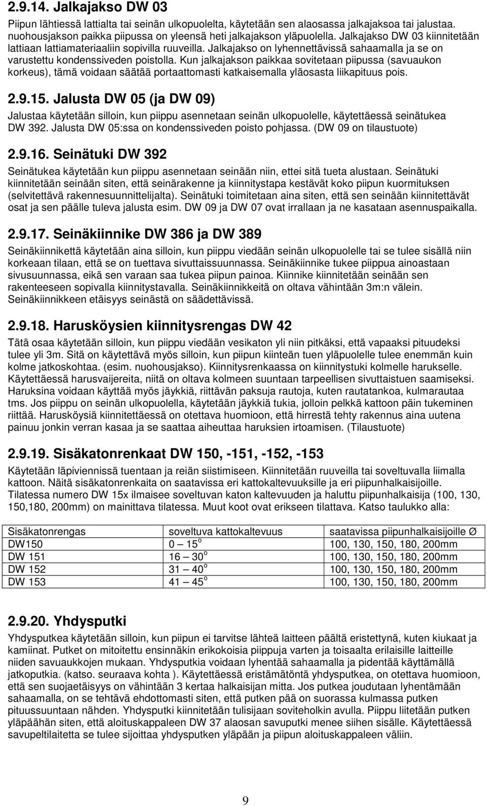 Kun jalkajakson paikkaa sovitetaan piipussa (savuaukon korkeus), tämä voidaan säätää portaattomasti katkaisemalla yläosasta liikapituus pois. 2.9.15.