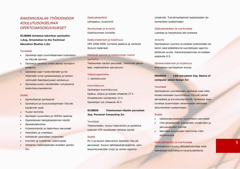 Opetusmateriaali ja kirjallisuus Education Studies 1,5cr OPS 2008-2009, tunneilla jaettava ja verkosta Opiskelija oppii suunnittelemaan tutkintoonsa liittyvät opinnot.