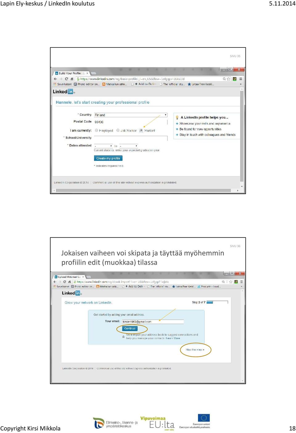 myöhemmin profiilin edit