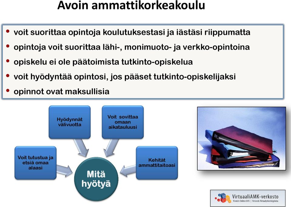 hyödyntää opintosi, jos pääset tutkinto-opiskelijaksi opinnot ovat maksullisia Hyödynnät välivuotta