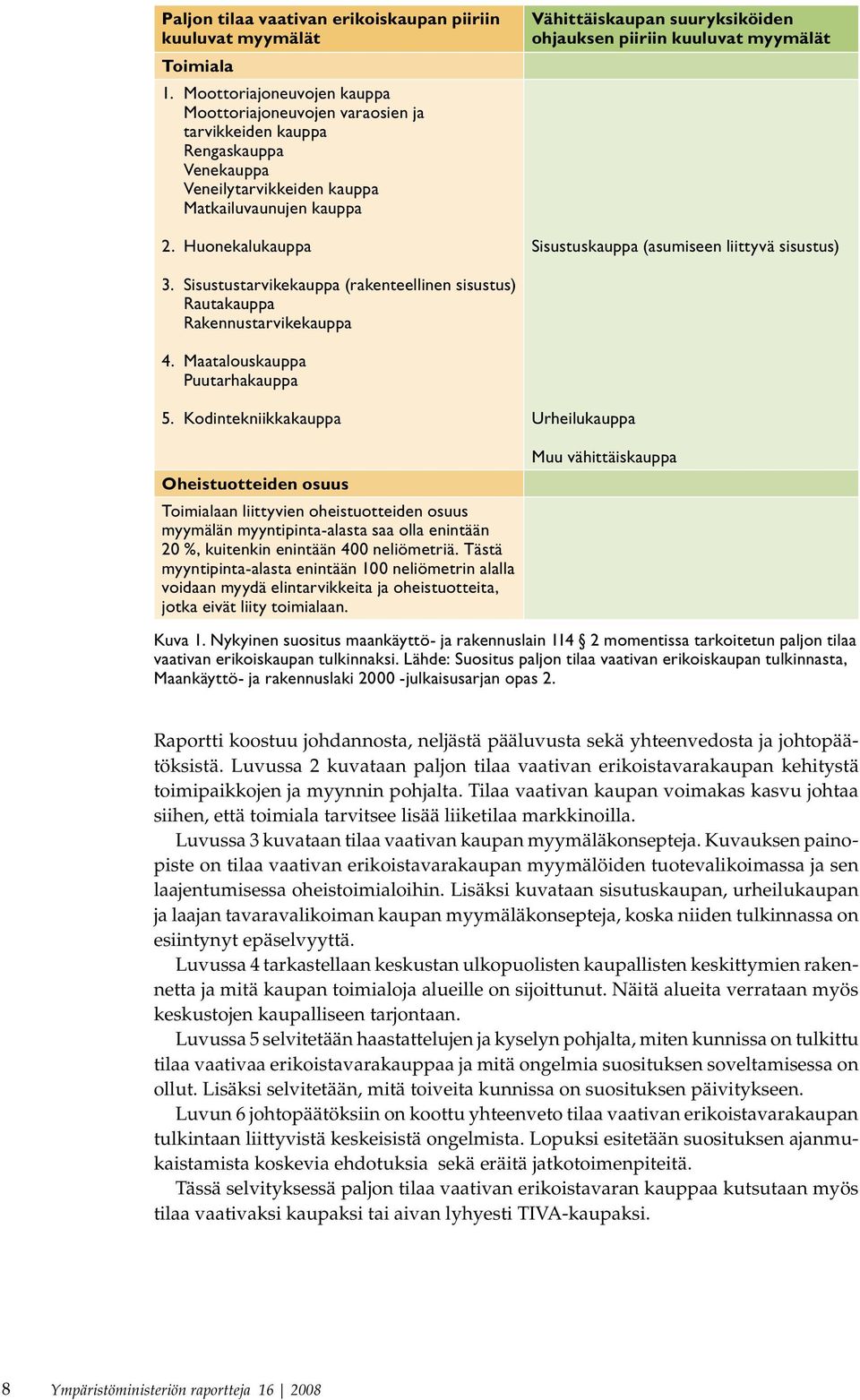 Huonekalukauppa Vähittäiskaupan suuryksiköiden ohjauksen piiriin kuuluvat myymälät Sisustuskauppa (asumiseen liittyvä sisustus) 3.