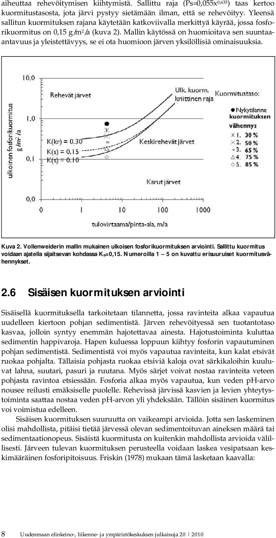 Mallin käytössä on huomioitava sen suuntaaantavuus ja yleistettävyys, se ei ota huomioon järven yksilöllisiä ominaisuuksia. Kuva 2.