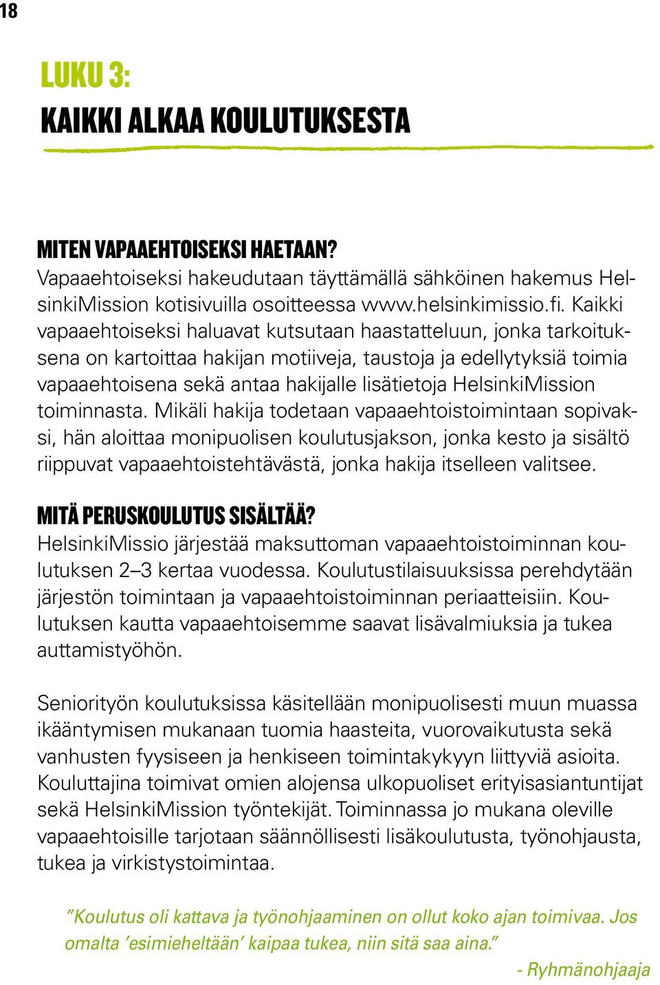 HelsinkiMission toiminnasta.