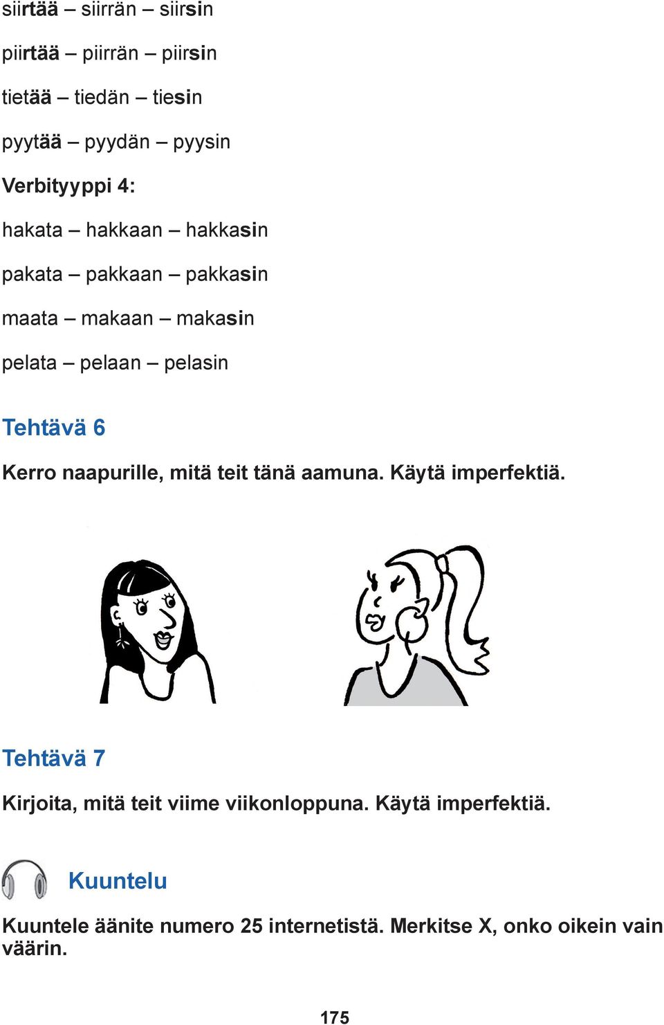 naapurille, mitä teit tänä aamuna. Käytä imperfektiä. Tehtävä 7 Kirjoita, mitä teit viime viikonloppuna.