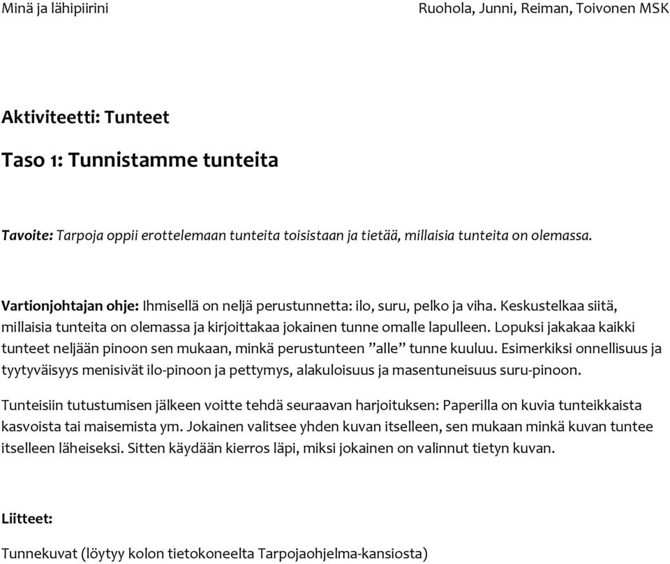 Lopuksi jakakaa kaikki tunteet neljään pinoon sen mukaan, minkä perustunteen alle tunne kuuluu.